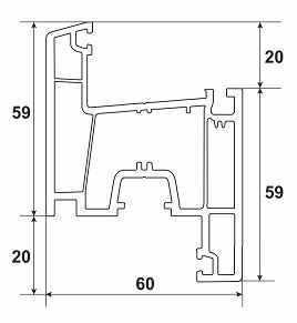 Профиль NOVOLINE GREEN SYSTEM 60-3К, створка (с уплотнителем) Профиль NOVOLINE GREEN SYSTEM 60-3К, створка (с уплотнителем)